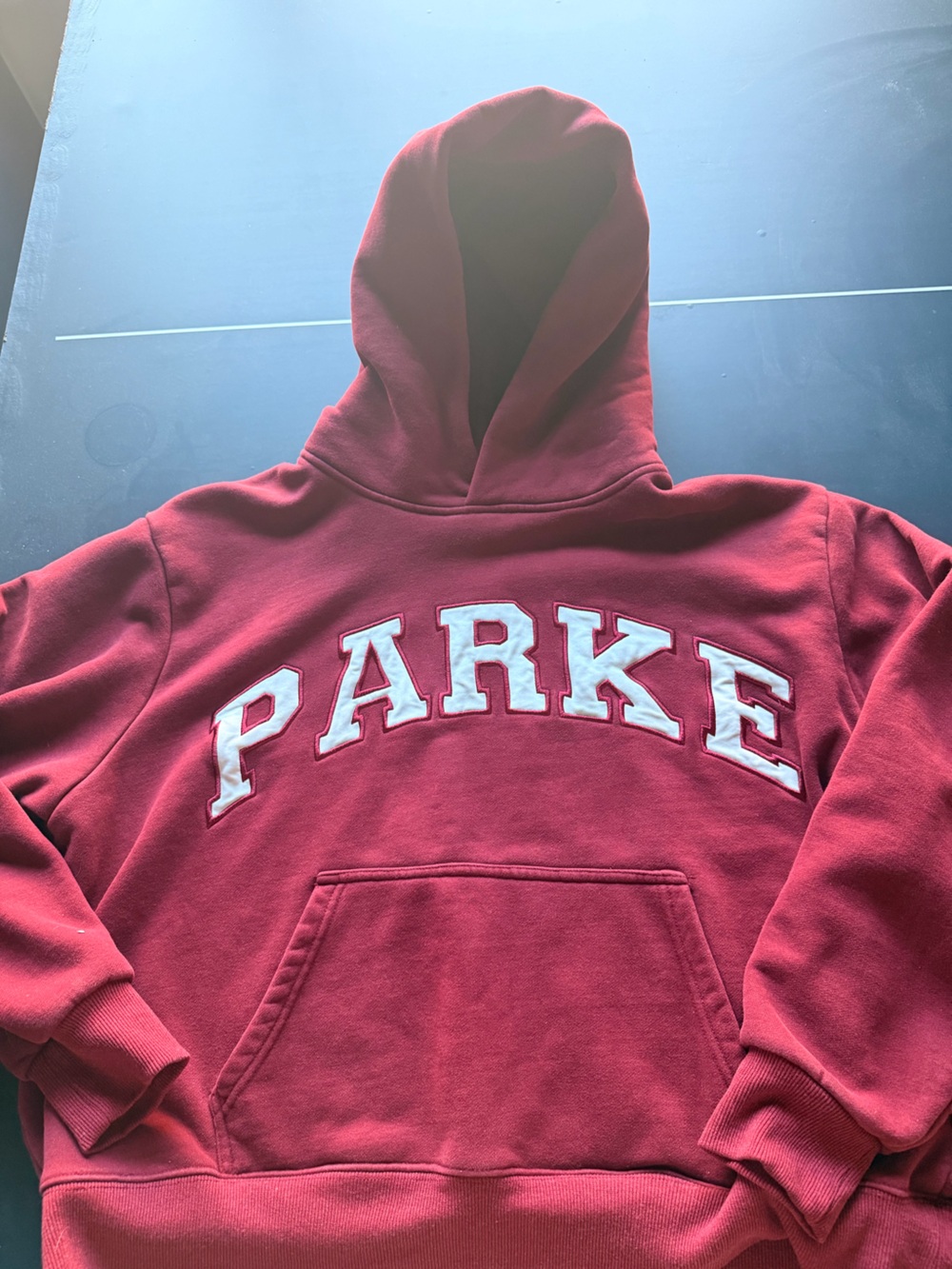 Parke Valentines limited edition Red Hoodie with White Lettering